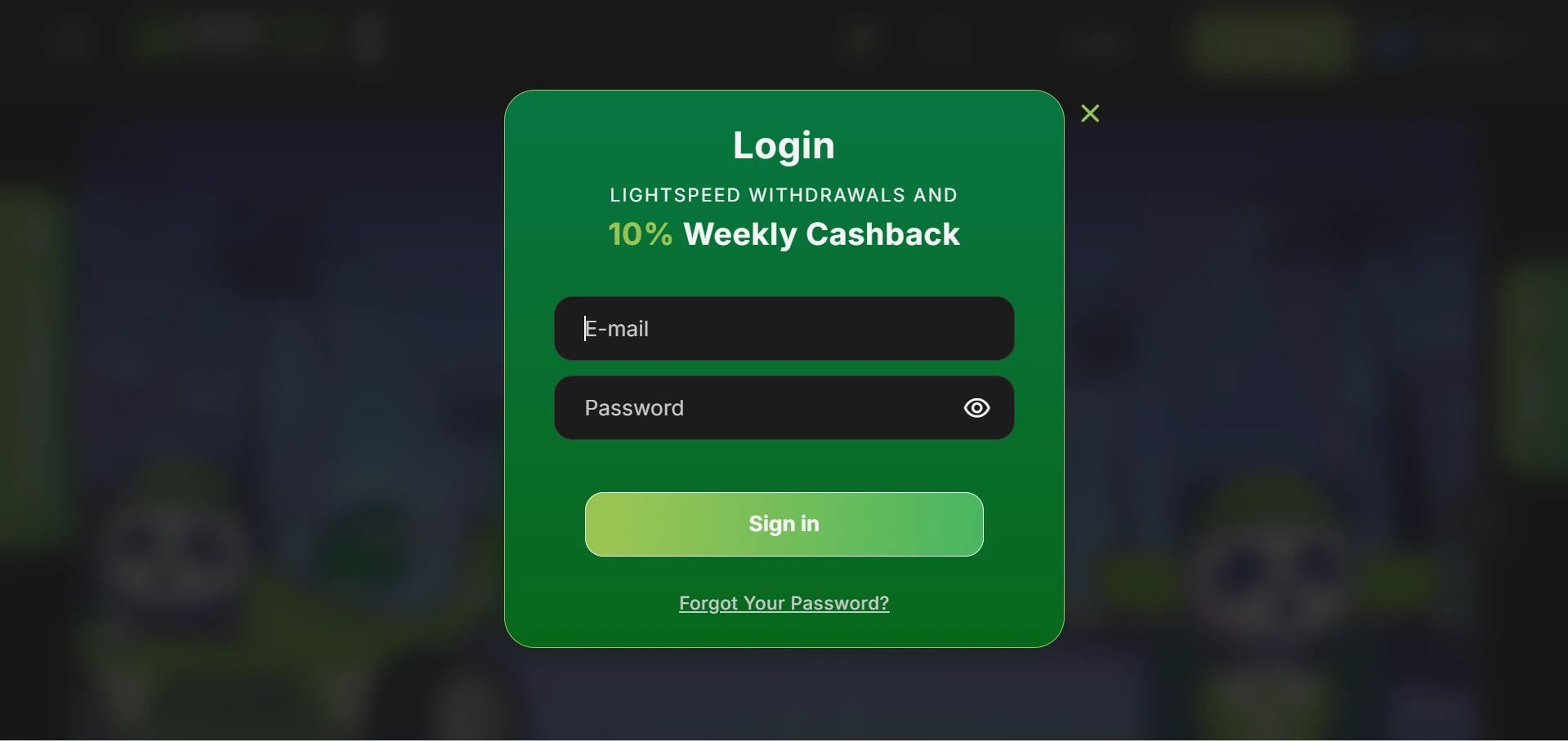 Fastpay Casino login form